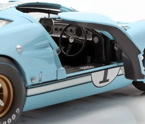 Miniatura 5 de 1966 Ford GT 40 MK II RHD (volante a la derecha) #1 Millas azul claro - Hulme Le Mans 1/18 modelo de auto fundido a troquel por Shelby Collectibles