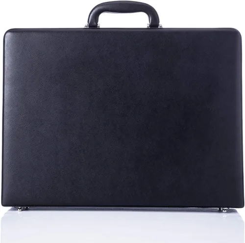Miniatura 2 de Maletines de negocios para hombres de cuero, maletín pequeño vintage con cerradura para abogados, estuche de fijación para equipo espía, negro