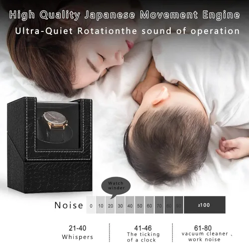 Miniatura 2 de Automatic Single Watch Winder with Quiet Japanese Motor,AC Adapter or Battery Powered,Premium Leather Exterior and Soft Flexible Watch Pillows for