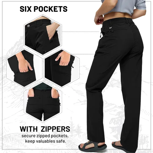 Miniatura 4 de MIER - Pantalón cargo para mujer, secado rápido, ligero, táctico, 6 bolsillos, elástico y resistente al agua