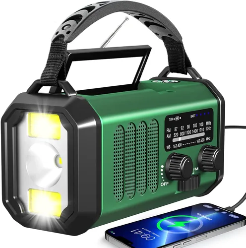 Miniatura 10 de Radio meteorológica de emergencia NOAA, la mejor batería portátil de 10000 mAh, manivela, radios de viento AM/FM alimentadas por energía solar