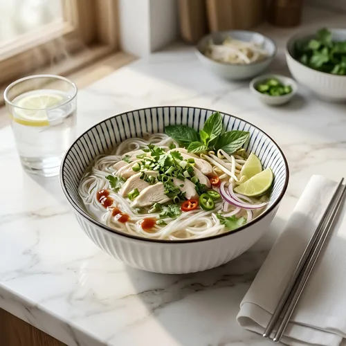 Miniatura 3 de QINLANG Juego de 3 cuencos grandes de sopa Pho & Ramen, 60 onzas, cuencos grandes de porcelana azul y blanca, patrón a rayas