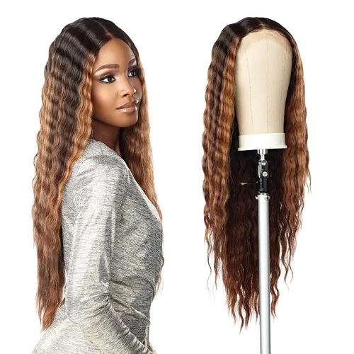 Miniatura 5 de Sensationnel Butta - Pelucas de encaje – Unidad 17 extra ancha de 5 pulgadas de profundidad, línea de cabello sintético previamente despuntada, sin