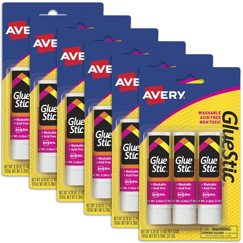 Miniatura 13 de Avery barra de pegamento blanca, lavable, no tóxica, 0.26 oz. Pegamento permanente en barra, paquete de 2 (00171)