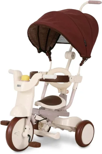 Miniatura 10 de iimo Triciclo plegable 3 en 1 – Triciclos premium para niños de 1 a 3 años – Bicicleta infantil de diseño japonés con mango de empuje, triciclo