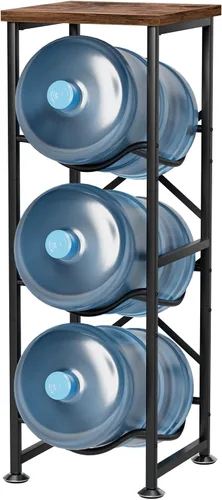 Miniatura 8 de 5 Gallon Water Jug Holder, 3-Tier Water Bottle Holder with Wood Top Shelf, Heavy Duty Water Cooler Jug Rack, Storage Stand for Kitchen Office and
