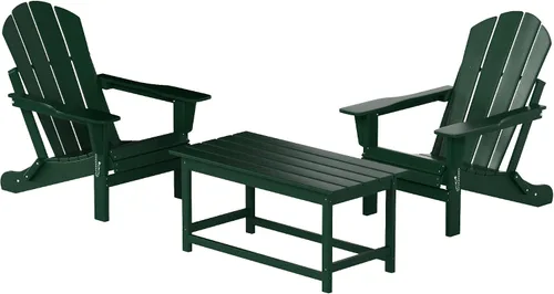 Miniatura 11 de WO Home Furniture - Juego de 3 sillas plegables para exteriores, mesa auxiliar, resistente a la intemperie y a los rayos UV, para césped, jardín