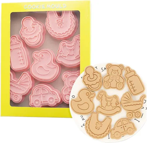 Miniatura 15 de Juego de 8 moldes de galletas de animales lindos con diseño de animales, moldes de galletas de conejo, molde para galletas de oso, herramientas