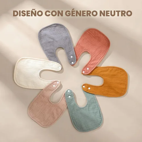 Miniatura 6 de POIKSHARK Paquete de 6 baberos de muselina unisex para niños y niñas, baberos de algodón, baberos de babeo y dentición para bebés Neutro