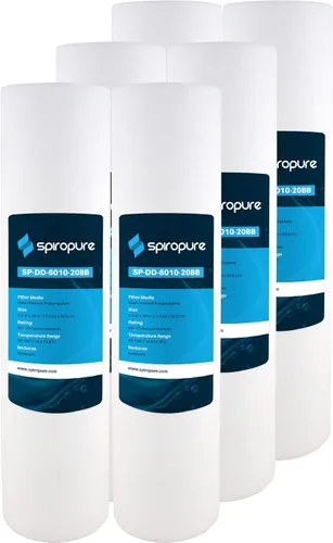 Miniatura 14 de SpiroPure SP-DD-2501-20BB 20x4.5 BB Cartucho de filtro de agua de polipropileno fundido fundido hilado de 1 micrón SDC-45-2001 DGD-2501-20 155360-43
