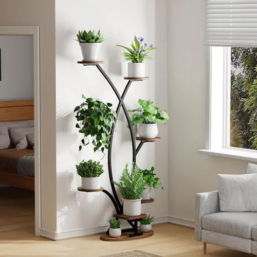 Miniatura 7 de Soporte para plantas de interior con luz de crecimiento, estante esquinero de 8 niveles para plantas de interior, estante de plantas de 57 pulgadas