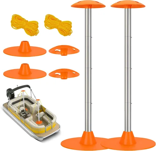 Miniatura 9 de Sistemas de postes de soporte para cubierta de barco con cuerdas de polietileno anti-UV y base de ABS de 9 pulgadas, poste de soporte altamente Azul