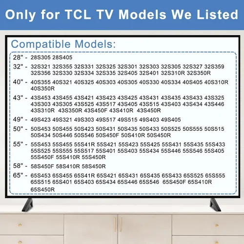 Miniatura 2 de Soporte base de TV para TCL Roku Smart TV, patas de TV para TCL TV, patas de soporte de TV TCL, para 28 32 40 43 49 50 55 65 pulgadas TCL TV patas