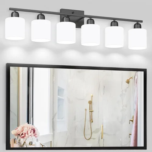 Miniatura 25 de Luz de baño de níquel cepillado, Luz de tocador de baño de 2 luces de níquel cepillado, Lámpara de tocador con pantallas de vidrio esmerilado blanco
