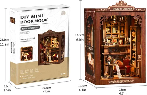 Miniatura 3 de Kit de rincón de libros 3D de madera para adultos, manualidades, kit de casa de muñecas en miniatura y kit de casa en miniatura, kit de construcción