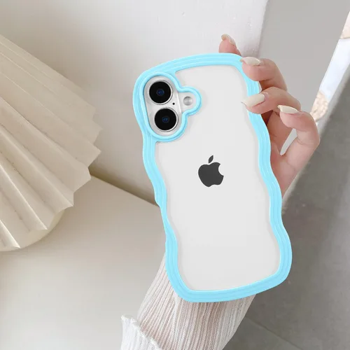 Miniatura 9 de QLTYPRI Funda compatible con iPhone 7/8/SE, bonita funda transparente con marco ondulado rizado para niñas y mujeres, funda protectora de TPU