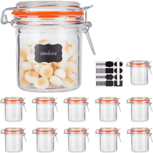 Miniatura 12 de Tarros Mason de boca ancha de 32 onzas con tapas herméticas con bisagras, tarro de vidrio grande con tapa para decapado, fermentación, enlatado