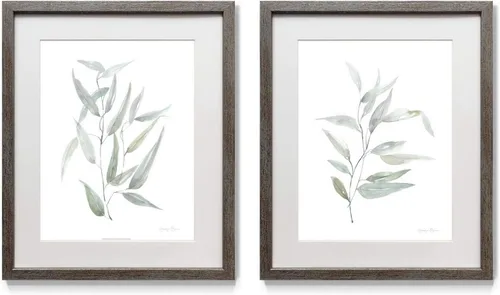 Miniatura 10 de Arte floral para pared, marco rústico de plata envejecida, juego de decoración de pared de 2 piezas: plumeria, caléndula, flores silvestres, Black
