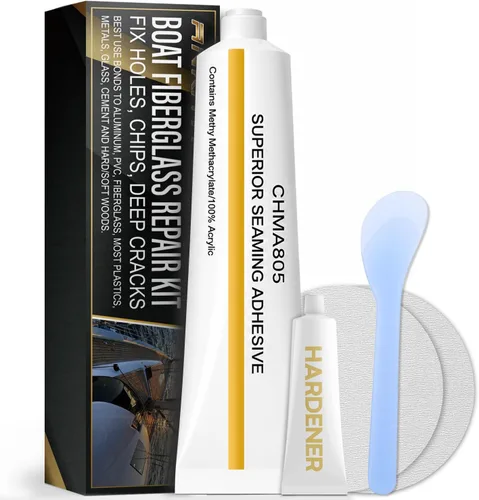 Ankita Kit de reparación de capa de gel blanco para barcos, kit de reparación de fibra de vidrio marina resistente a los rayos UV para cascos, motos
