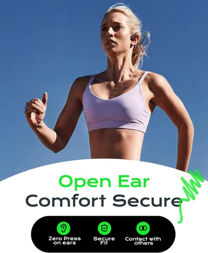 Miniatura 2 de DEMICEA Auriculares deportivos de oído abierto, auriculares inalámbricos de conducción ósea de silicona suave, graves potentes, duración de 10