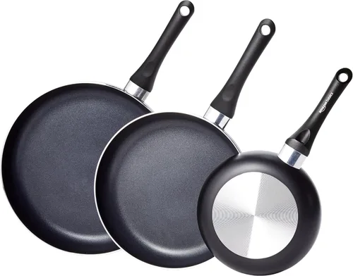 Miniatura 8 de Amazon Basics Juego de utensilios de cocina antiadherentes de 15 piezas, no inducción, incluye ollas, sartenes y utensilios, color negro