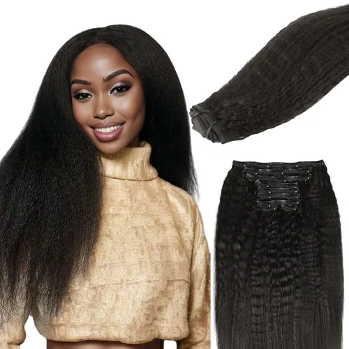 Miniatura 72 de Lashey - Extensiones de cabello con clip sin costuras, de cabello humano real, 7 unidades, 110 g, 14 pulgadas, color negro natural, lacio