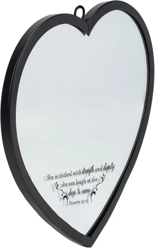 Miniatura 3 de Elanze Designs She is Clothed with Strength and Dignity - Espejo de pared negro de metal y vidrio de 8 x 8 pulgadas