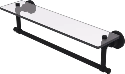 Miniatura 24 de Allied Brass WS-1TB/16-SN Estante de vidrio con toallero, 16 pulgadas x 5 pulgadas Níquel Satinado