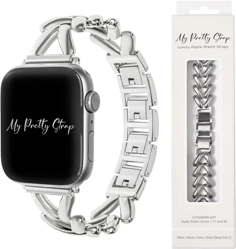 Miniatura 18 de My Pretty Strap - Compatible Apple Watch Band Strap, Stainless Steel Fashion iWatch Replacement Strap- Easy Resizing, No Tool Needed, Fits Most