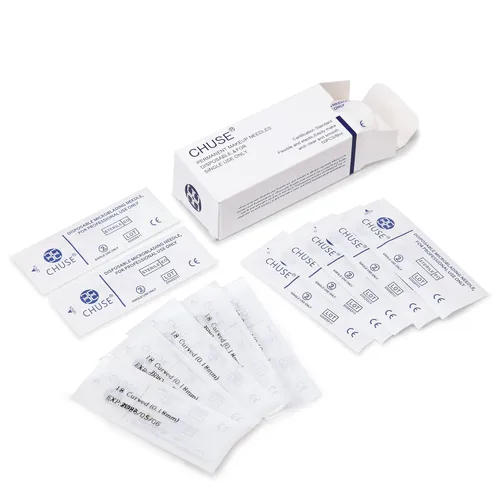 Miniatura 5 de CHUSE 18 50 piezas curvadas 0.007 in Nano Mircoblading aguja permanente maquillaje manual ceja tatuaje aguja
