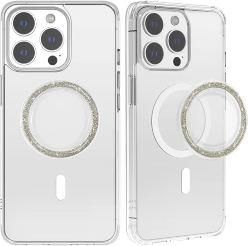 Miniatura 4 de metisinno Base magnética compatible con agarres de teléfono PopSocket y fundas MagSafe para iPhone, purpurina brillante Sparkle Clear