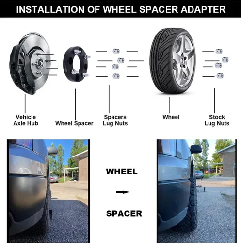 Miniatura 4 de Adaptadores de rueda forjadas en negro 4x110 a 4x137 para ATV de 1 pulgada con pernos 10x1.25 compatibles con Honda Suzuki-Yamaha-Kawasaki de 4 lugs
