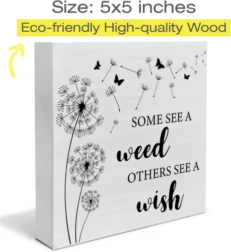 Miniatura 2 de Letrero de madera de diente de león de primavera, caja de madera de primavera, bloques de arte, decoración de escritorio, letreros rústicos