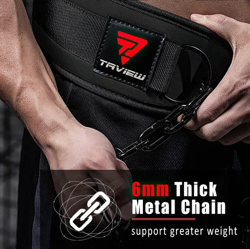 Miniatura 4 de Cinturón de inmersión resistente con cadena, cinturón de dominadas con peso para entrenamiento