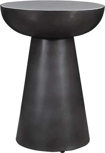 Jofran - Mesa auxiliar redonda de pedestal con parte superior de mármol y base de hierro, mesa moderna para sala de estar, dormitorio, color blanco