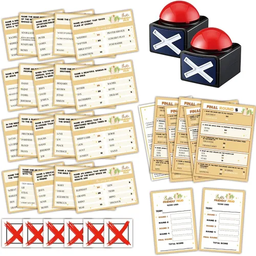 Miniatura 5 de Christian Bible Feud Game - Noche de juegos de la iglesia, trivia bíblica, diversión para la familia - Incluye tarjetas y preguntas SJ02