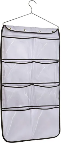 MISSLO Organizador de calcetines y calcetines de doble cara para armario, 15 bolsillos grandes de malla, color blanco