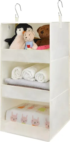 GRANNY SAYS Organizador colgante de 3 estantes, almacenamiento plegable para colgar en el armario, estantes colgantes para armarios y armarios de 3