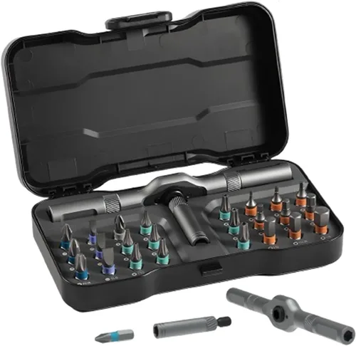 Juego de destornilladores de trinquete 24 en 1, puntas de precisión magnéticas con mango y estuche desmontables, kit de mini destornilladores