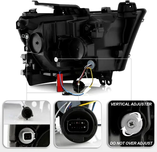 Miniatura 3 de ACANII - Para [tipo halógeno] 2019-2022 Ram 1500 Tubo LED Negro Señal secuencial LED Dual Proyector Faros Faros Faros