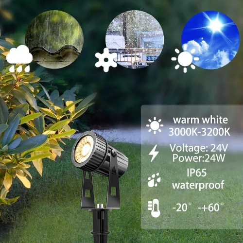 Miniatura 2 de Luces LED de paisaje de bajo voltaje, iluminación de paisaje COB 12V 24W blanco cálido, 2100LM focos de jardín al aire libre para patio, césped