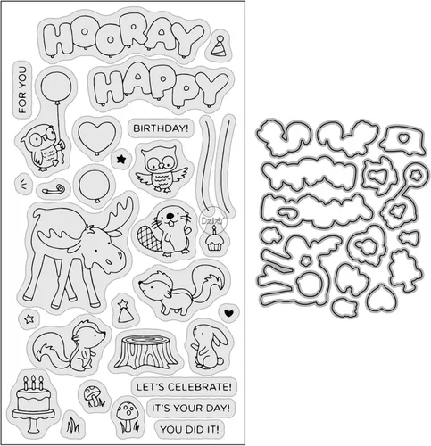 Miniatura 29 de DzIxY Bear Hedgehog Seal Fox Sellos transparentes y troqueles de corte de metal para hacer tarjetas, kit de papel para álbumes de recortes, 29