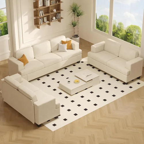 Miniatura 9 de Apicizon Cloud Couches Juegos de Muebles para Sala de Estar, Juego de Sofá Loveseat de 2 Plazas y Sofá de 3 Plazas para Dormitorio, Cómodo Sofá Cama