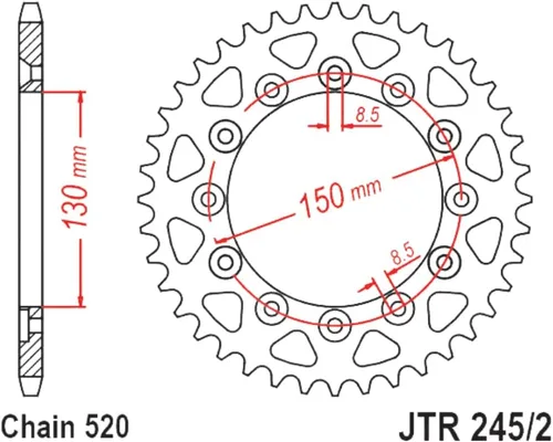 Miniatura 2 de JT Sprockets 38T Piñón trasero de acero, Negro