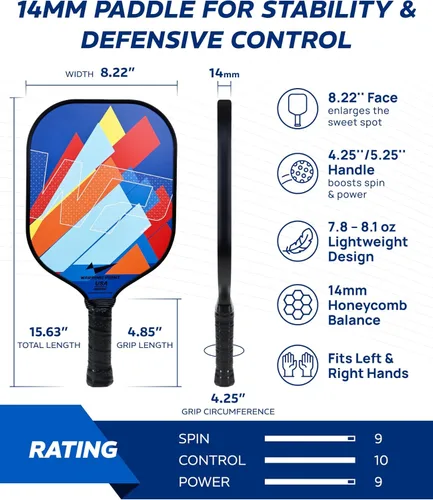 Miniatura 5 de Juego de 2 palas de pickleball de fibra de vidrio, duraderas y ligeras, aprobadas por USAPA, paquete de 2 raquetas de pickleball para mujeres