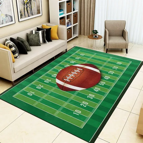 Miniatura 8 de Alfombras de campo de fútbol, 2 x 3 pies, alfombras de fútbol de césped verde para niños, no desprende pelusa, alfombras de juego de jardín de 9
