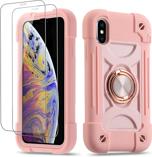 Miniatura 64 de Funda para iPhone Se3/iPhone Se2, iPhone 6/6S, iPhone 7/iPhone 8 de 4.7 pulgadas con soporte de anillo, con 2 protectores de pantalla resistentes
