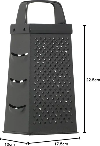 Miniatura 2 de KitchenCraft Rallador de queso antiadherente, 4 caras, acero inoxidable, negro, 8.9 x 6.9 x 0.4 in