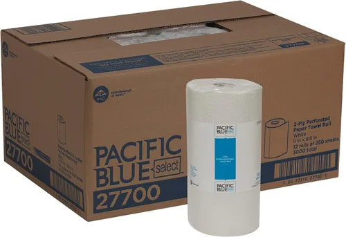 Miniatura 14 de Georgia-Pacific Pacific Blue Select Toalla de Papel en Rollo Perforada de 2 Capas, Blanco, 85 Hojas por Rollo, 30 Rollos por Caja, 27385
