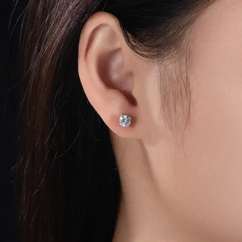 Miniatura 6 de Moissanite Stud Earrings 0.20.61246cttw D Color VVS1 Clarity Round Brilliant Cut Moissanite Diamond 925 Sterling Silver Post Earrings for Women Men